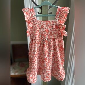 5T 100% Cotton Floral Dress Coral & Cream Ruffle Strap + Tiered Hem Cat & Jack